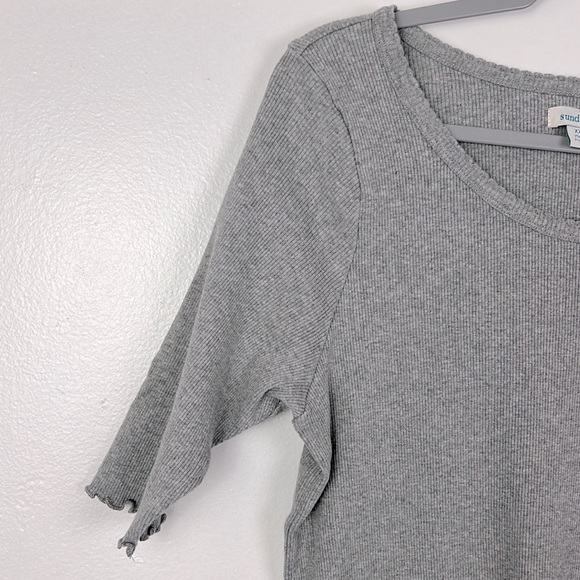 Sundance Women’s XXL Gray Ribbed Stretchy 100% Cotton Top - Picture 4 of 6